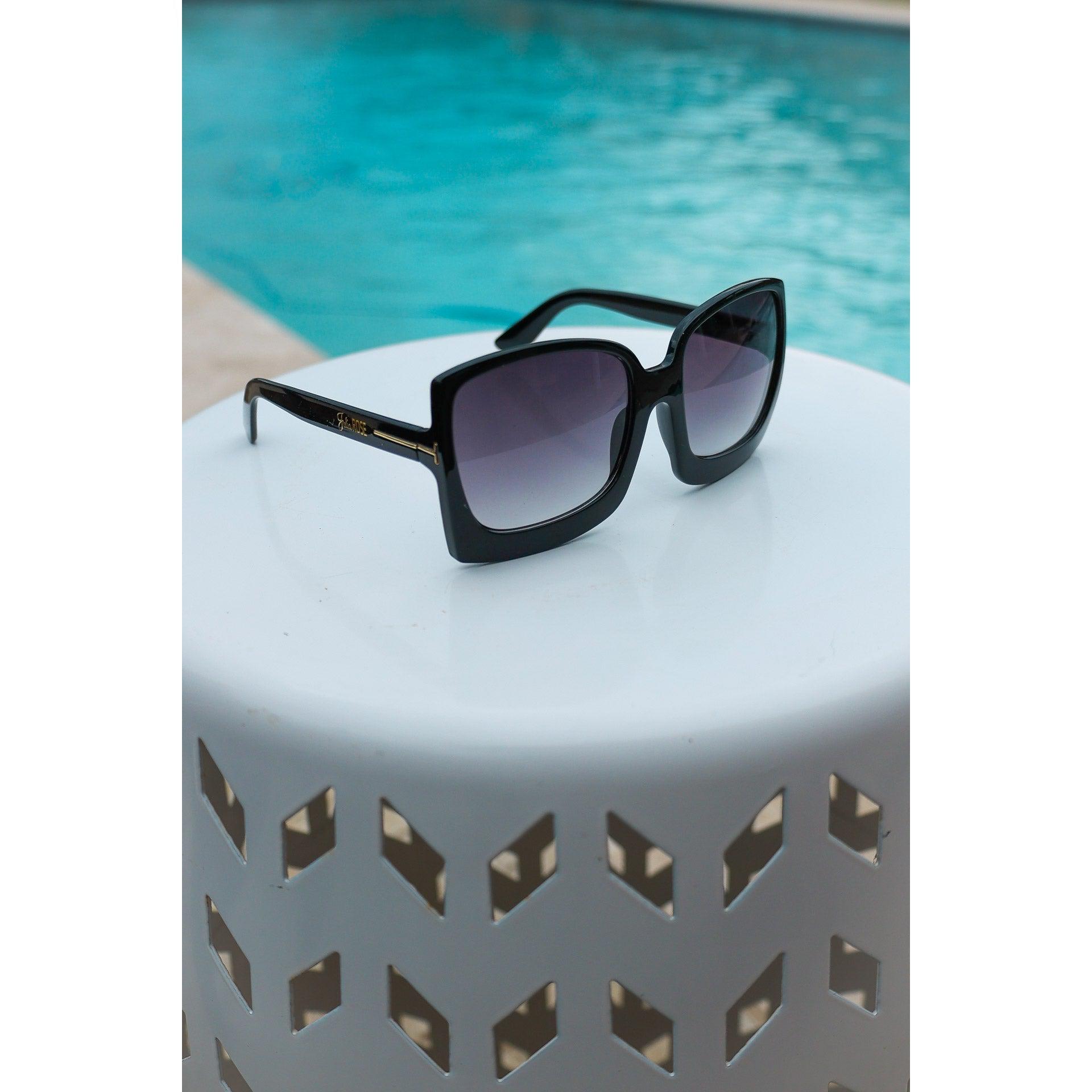 Black/ Gray Megan Oversized Gradient Sunglasses*