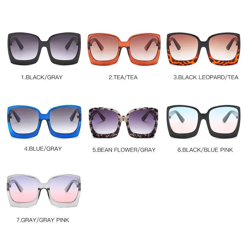 Black/ Gray Megan Oversized Gradient Sunglasses*